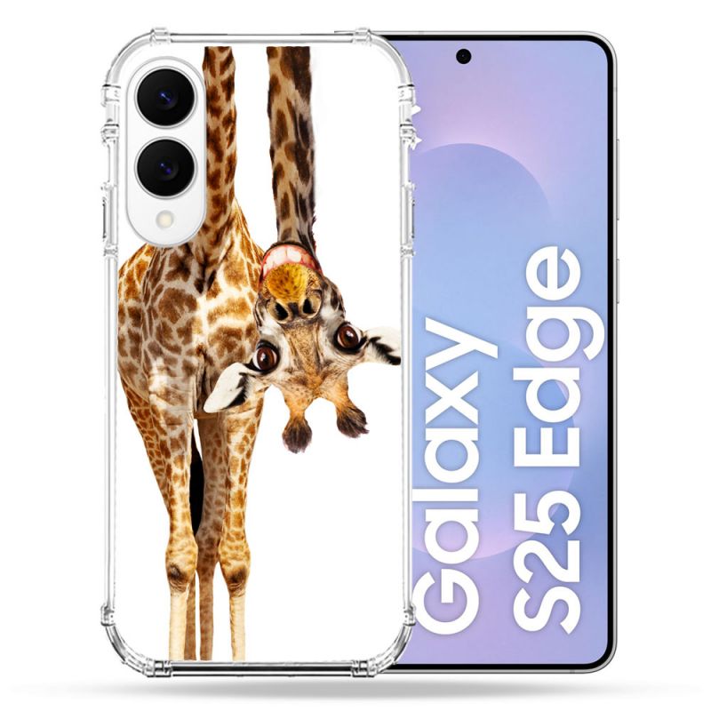 Coque Renforcée Pour Samsung Galaxy S25 EDGE Animal Girafe Blanche
