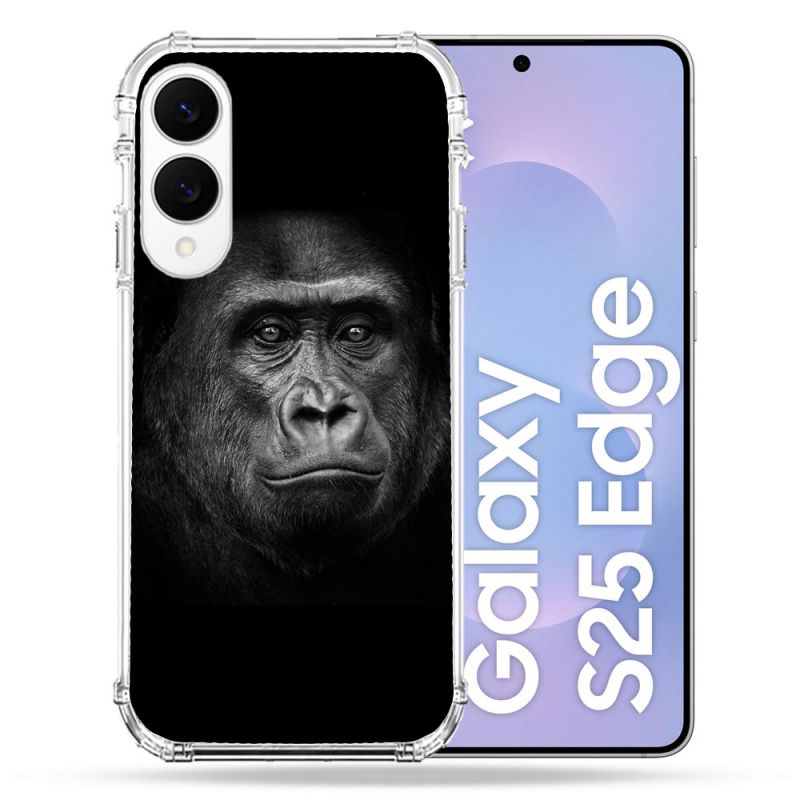 Coque Renforcée Pour Samsung Galaxy S25 EDGE Animal Gorille Noir