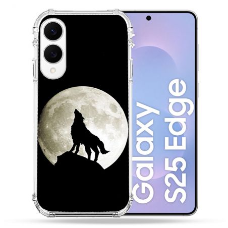 Coque Renforcée Pour Samsung Galaxy S25 EDGE Animal Loup Noir