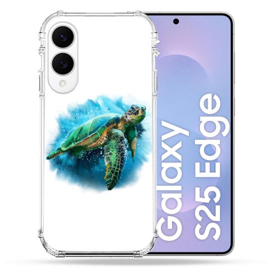 Coque Renforcée Pour Samsung Galaxy S25 EDGE Animal Tortue Blanche multicolore