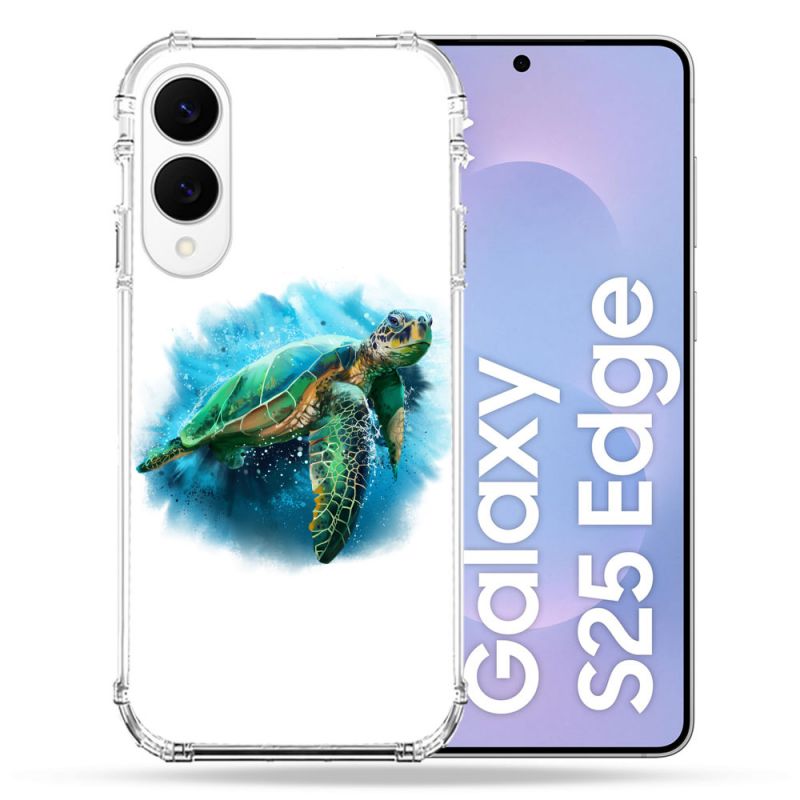Coque Renforcée Pour Samsung Galaxy S25 EDGE Animal Tortue Blanche multicolore