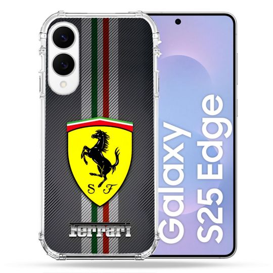 Coque Renforcée Pour Samsung Galaxy S25 EDGE Ferrari Carbone