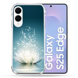 Coque Renforcée Pour Samsung Galaxy S25 EDGE Fleur Lotus Blanc