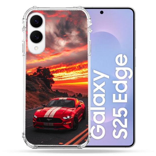 Coque Renforcée Pour Samsung Galaxy S25 EDGE Ford Mustang GT500 Rouge
