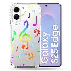 Coque Renforcée Transparente Pour Samsung Galaxy S25 EDGE Note Musique Colore
