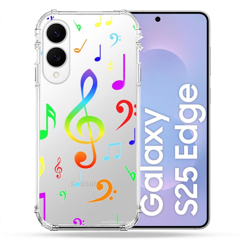 Coque Renforcée Transparente Pour Samsung Galaxy S25 EDGE Note Musique Colore
