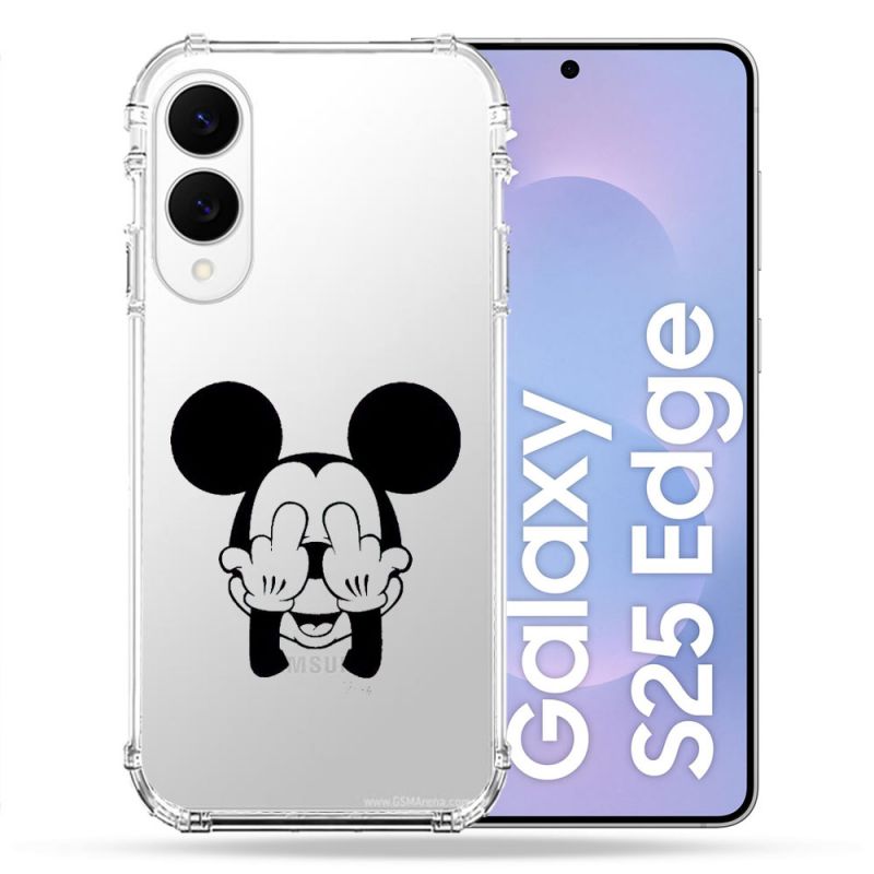 Coque Renforcée Transparente Pour Samsung Galaxy S25 EDGE Mickey doigt