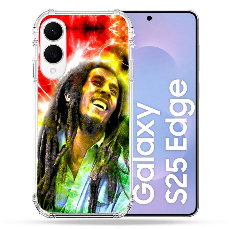 Coque Renforcée Pour Samsung Galaxy S25 EDGE Musique Bob Marley Color