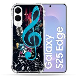 Coque Renforcée Pour Samsung Galaxy S25 EDGE Musique Cle Sol Bleu