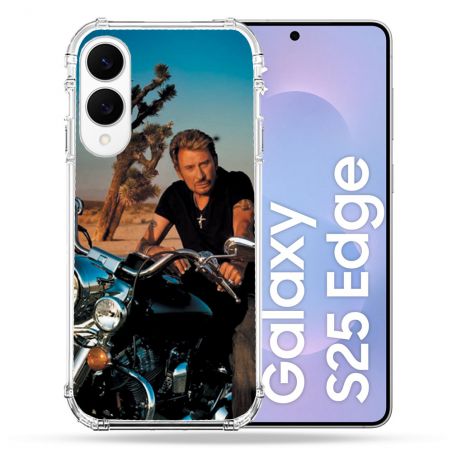 Coque Renforcée Pour Samsung Galaxy S25 EDGE Musique Johnny Hallyday Moto
