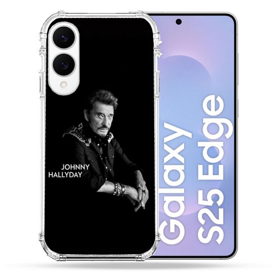Coque Renforcée Pour Samsung Galaxy S25 EDGE Musique Johnny Hallyday Noir