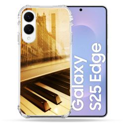 Coque Renforcée Pour Samsung Galaxy S25 EDGE Musique Piano Retro