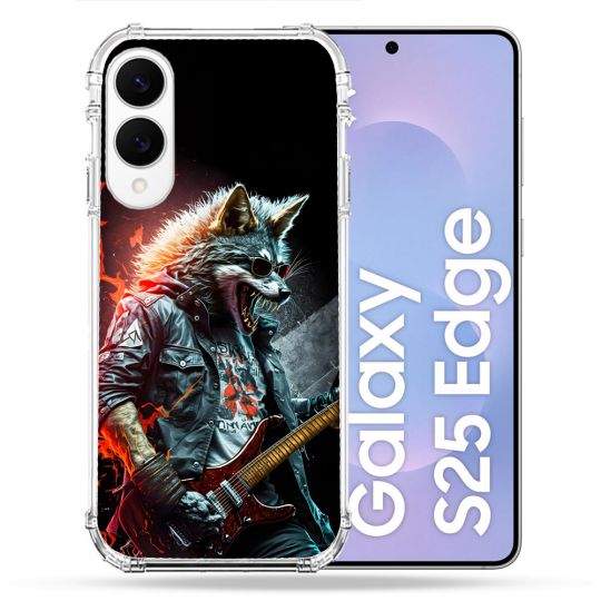 Coque Renforcée Pour Samsung Galaxy S25 EDGE Musique Rock Loup