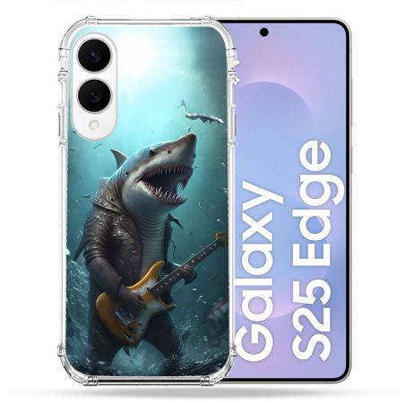 Coque Renforcée Pour Samsung Galaxy S25 EDGE Musique Rock Requin