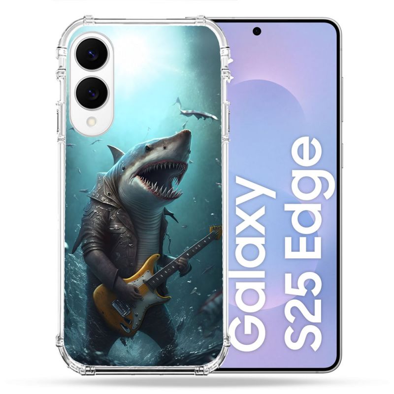 Coque Renforcée Pour Samsung Galaxy S25 EDGE Musique Rock Requin