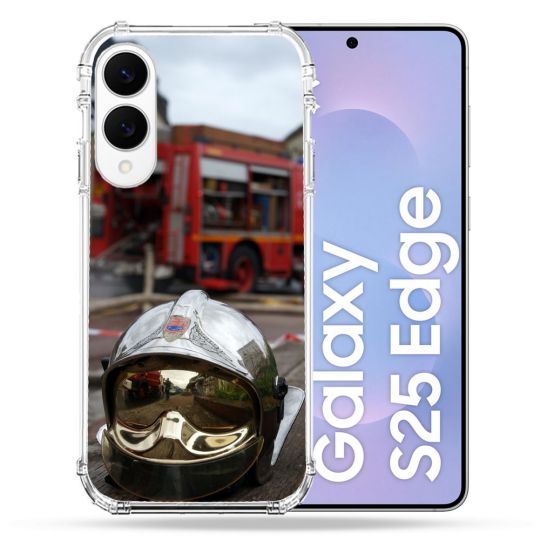 Coque Renforcée Pour Samsung Galaxy S25 EDGE Pompier Casque Camion
