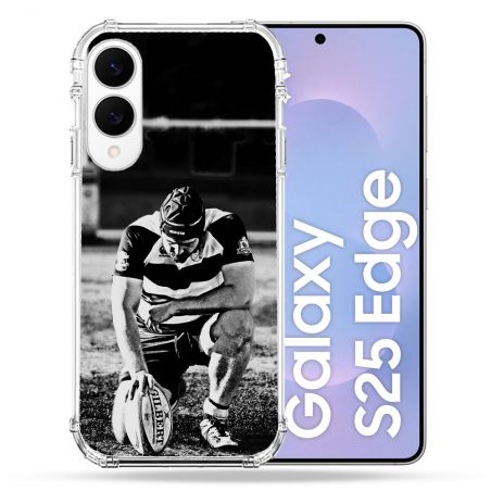 Coque Renforcée Pour Samsung Galaxy S25 EDGE Sport Rugby Noir Blanc