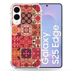 Coque Renforcée Pour Samsung Galaxy S25 EDGE Texture Carreau Ciment Rouge