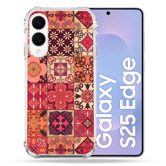 Coque Renforcée Pour Samsung Galaxy S25 EDGE Texture Carreau Ciment Rouge