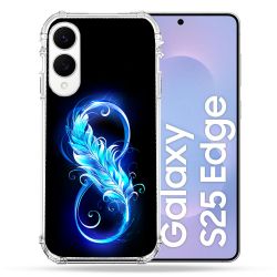 Coque Renforcée Pour Samsung Galaxy S25 EDGE Texture Plume Infini Bleu
