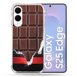 Coque Renforcée Pour Samsung Galaxy S25 EDGE Texture Trompe Oeil Chocolat