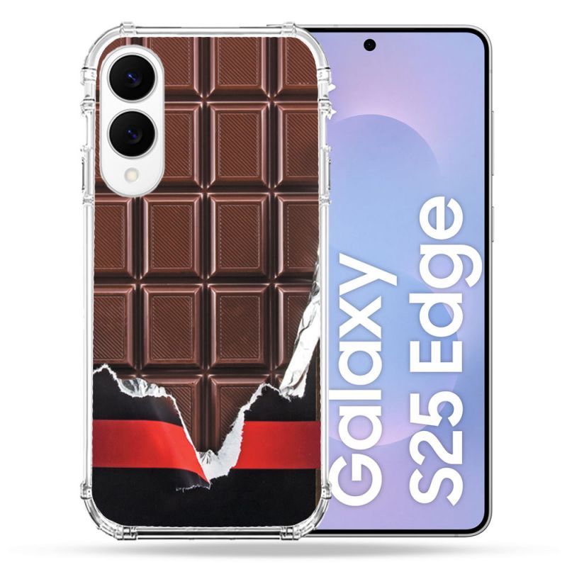 Coque Renforcée Pour Samsung Galaxy S25 EDGE Texture Trompe Oeil Chocolat
