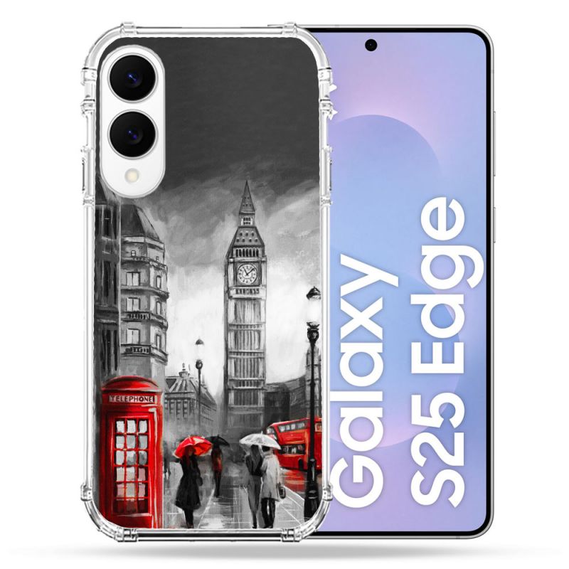 Coque Renforcée Pour Samsung Galaxy S25 EDGE Voyage Angleterre Londres Vintage