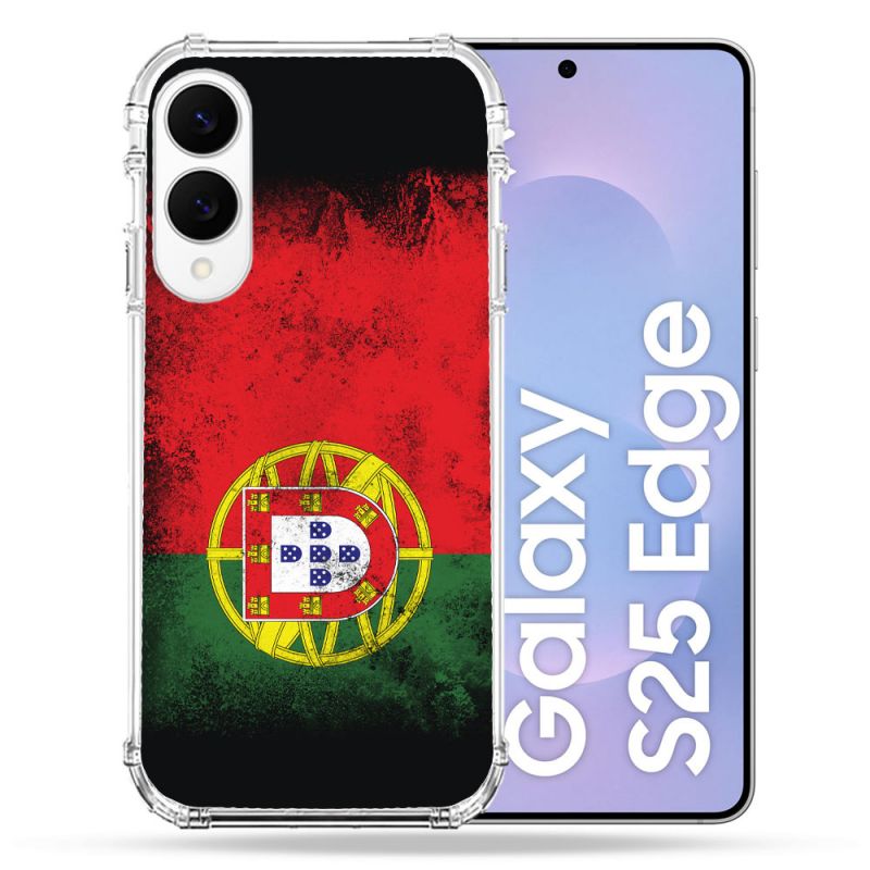 Coque Renforcée Pour Samsung Galaxy S25 EDGE Voyage Portugal Drapeau
