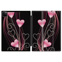 Coque Renforcée Pour Ipad Pro 11 M4 2024 Amour Coeur Rose Montant sur Noir