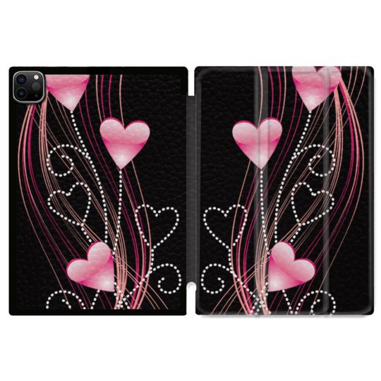 Coque Renforcée Pour Ipad Pro 11 M4 2024 Amour Coeur Rose Montant sur Noir