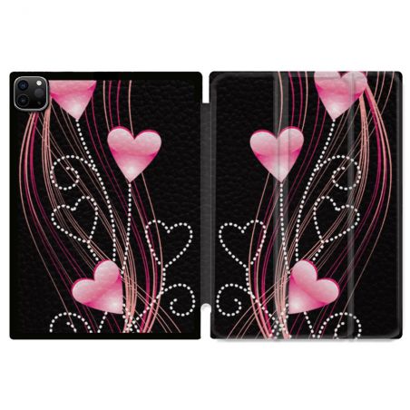 Coque Renforcée Pour Ipad Pro 11 M4 2024 Amour Coeur Rose Montant sur Noir