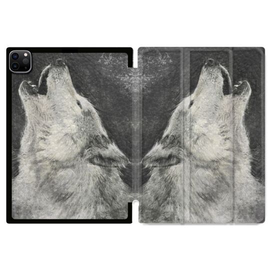 Coque Renforcée Pour Ipad Pro 11 M4 2024 Animal Loup Hurlement