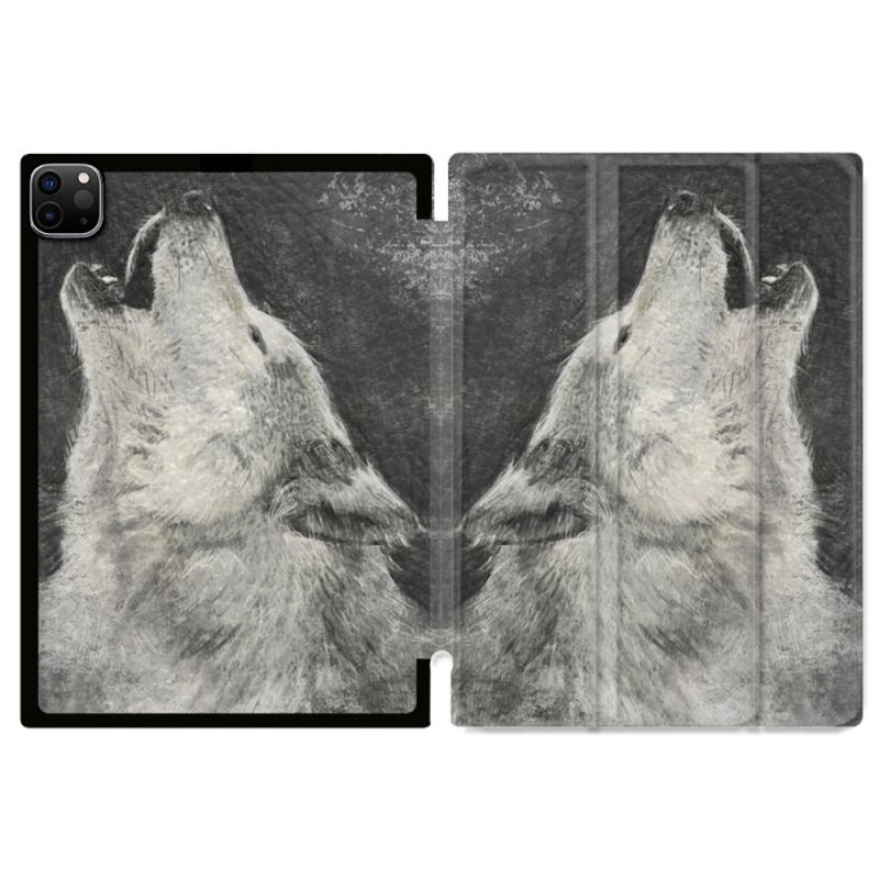 Coque Renforcée Pour Ipad Pro 11 M4 2024 Animal Loup Hurlement