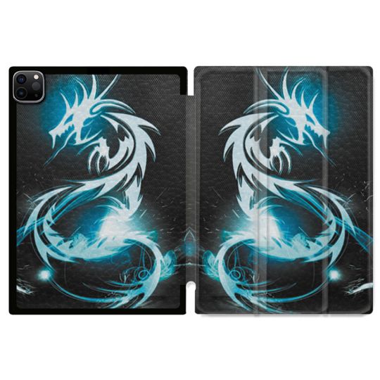 Coque Renforcée Pour Ipad Pro 11 M4 2024 Fantastique Dragon Bleu