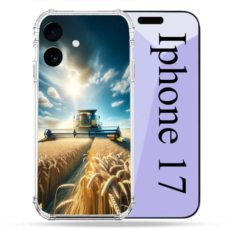 Coque Renforcée Pour Iphone 17 Agriculture Moissonneuse Blé