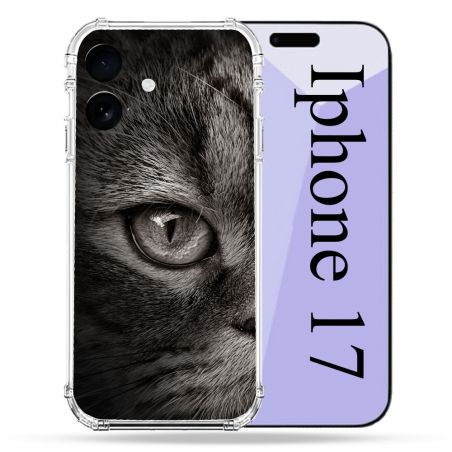Coque Renforcée Pour Iphone 17 Animal Chat Gris