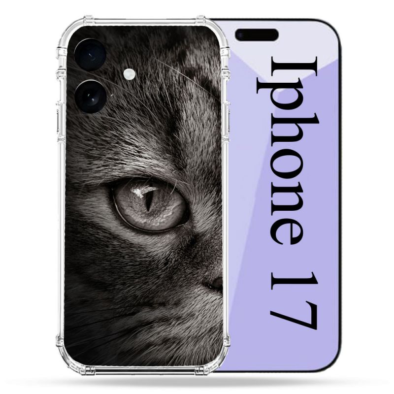 Coque Renforcée Pour Iphone 17 Animal Chat Gris