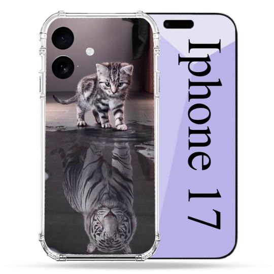 Coque Renforcée Pour Iphone 17 Animal Chat Reflet