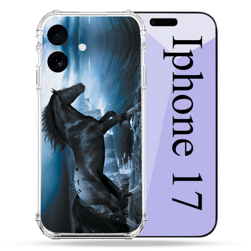 Coque Renforcée Pour Iphone 17 Animal Cheval Noir