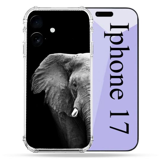 Coque Renforcée Pour Iphone 17 Animal Elephant Noir