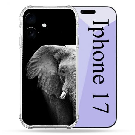 Coque Renforcée Pour Iphone 17 Animal Elephant Noir