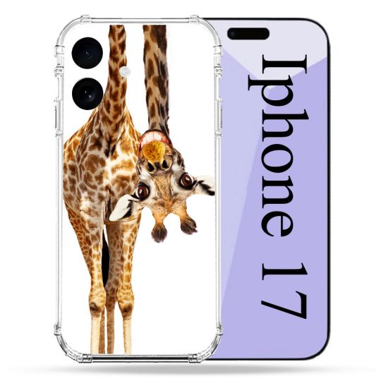 Coque Renforcée Pour Iphone 17 Animal Girafe Blanche