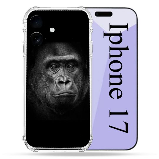 Coque Renforcée Pour Iphone 17 Animal Gorille Noir