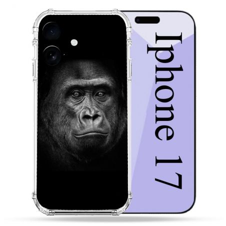Coque Renforcée Pour Iphone 17 Animal Gorille Noir
