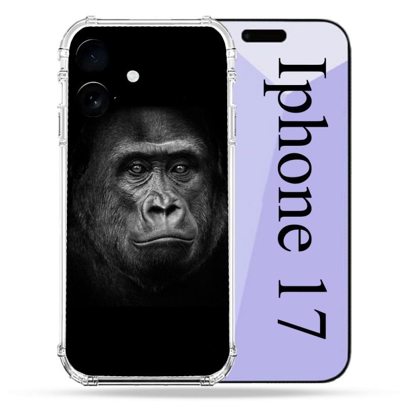 Coque Renforcée Pour Iphone 17 Animal Gorille Noir