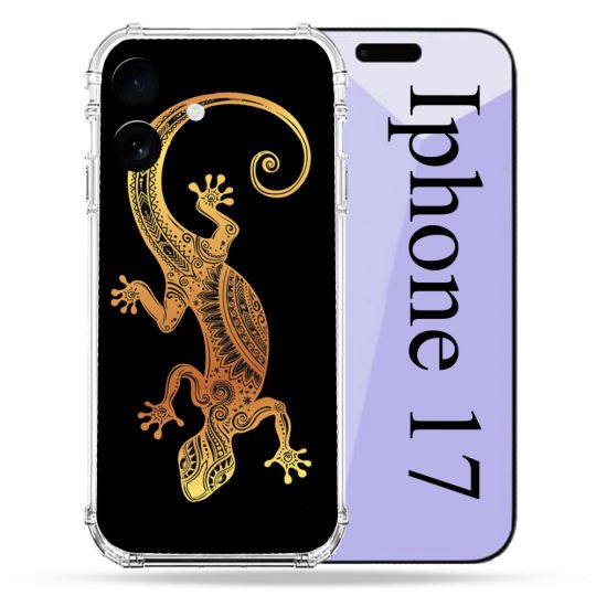 Coque Renforcée Pour Iphone 17 Animal Lezard Noir