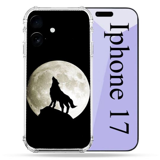 Coque Renforcée Pour Iphone 17 Animal Loup Noir