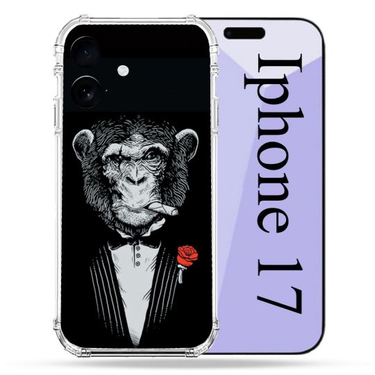 Coque Renforcée Pour Iphone 17 Decale Singe Mafia