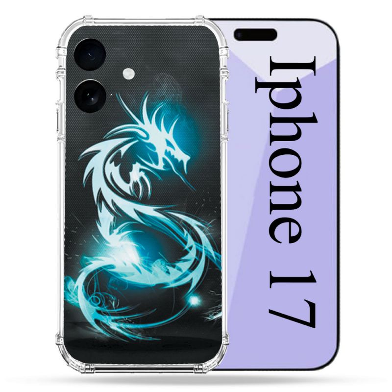 Coque Renforcée Pour Iphone 17 Fantastique Dragon Bleu