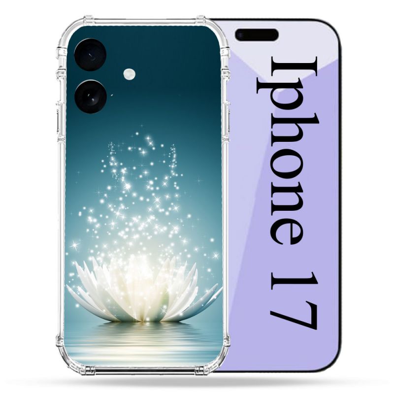 Coque Renforcée Pour Iphone 17 Fleur Lotus Blanc